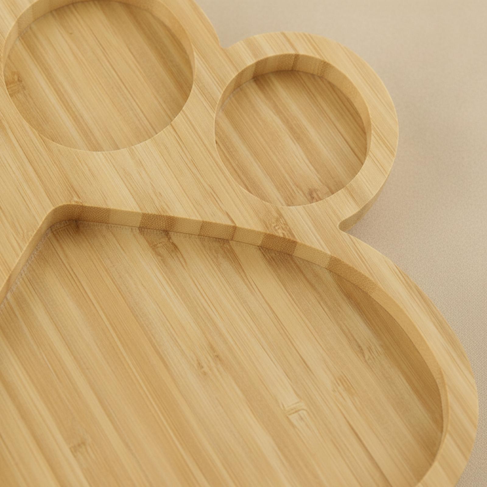 Wooden Serving Tray - Bamboo Plate with Compartments Wooden Plate
