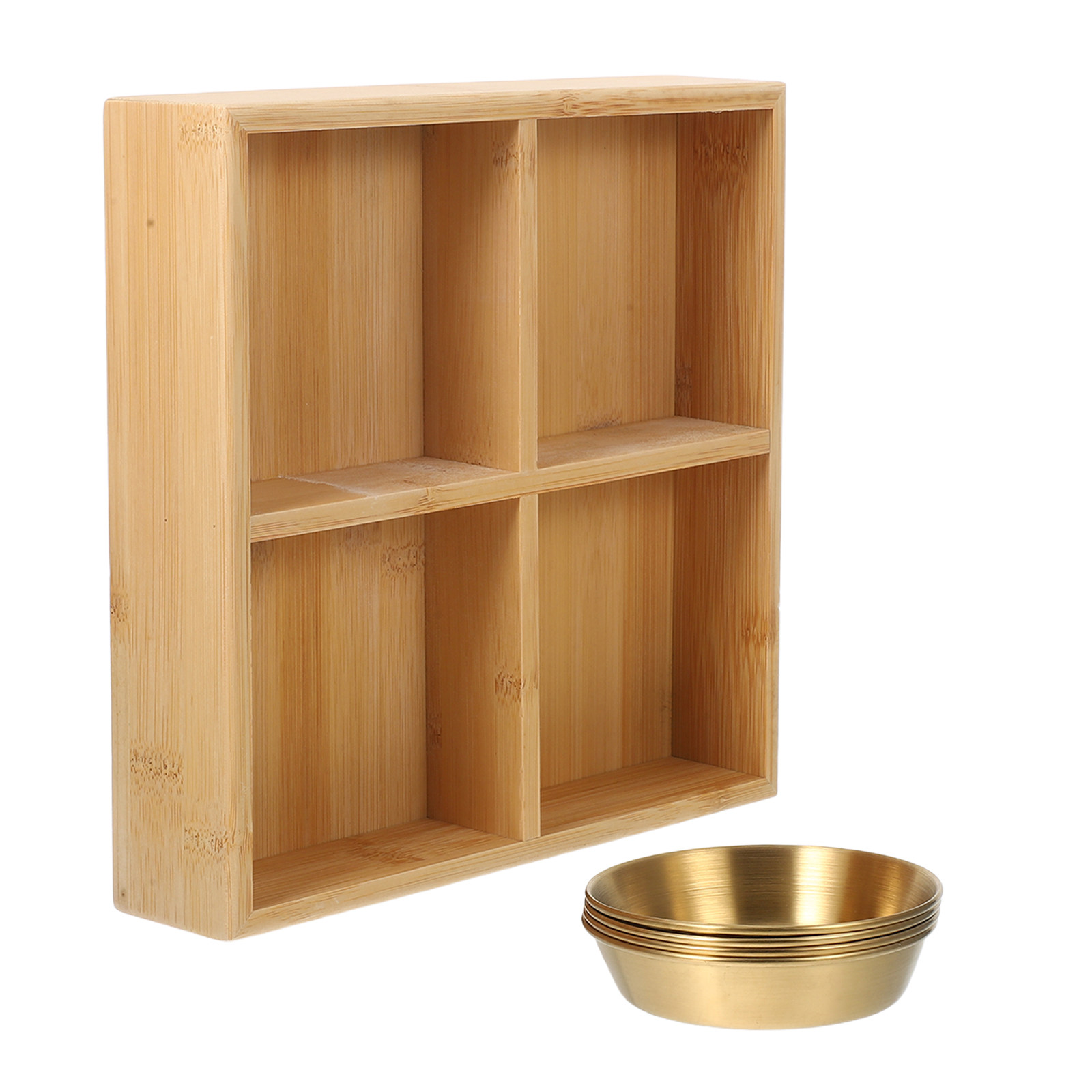 Wooden Serving Tray - 1Set Four-Compartment Bamboo Serving Tray Wood