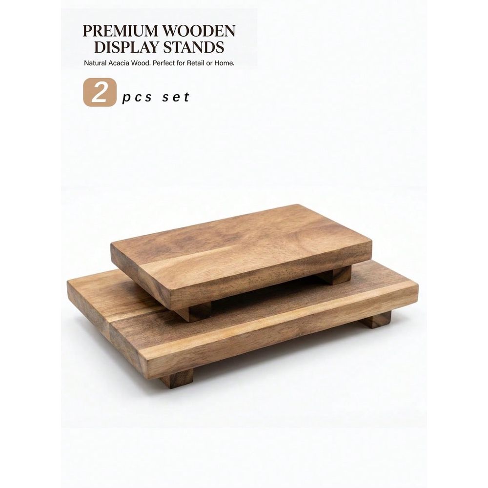 Wooden Serving Tray - Pcs Set Twine Footed Wood Serving