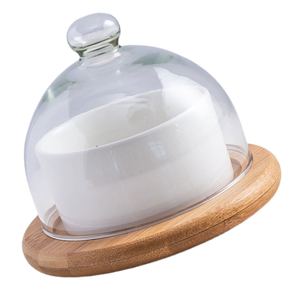 Ceramic Salad Bowl Set with Cl - Wooden Serving Tray recension och pris