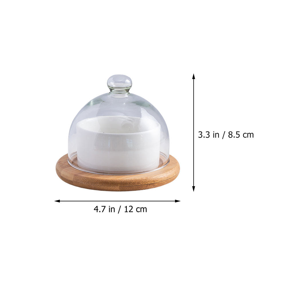 Ceramic Salad Bowl Set with Cl - Wooden Serving Tray recension och pris