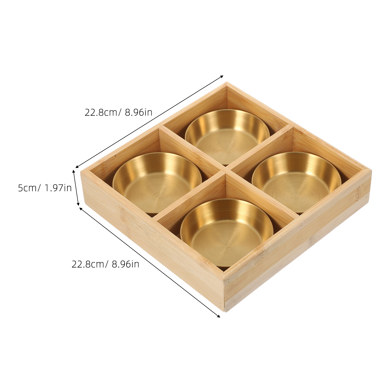 1Set Four-Compartment Bamboo S - Wooden Serving Tray recension och pris