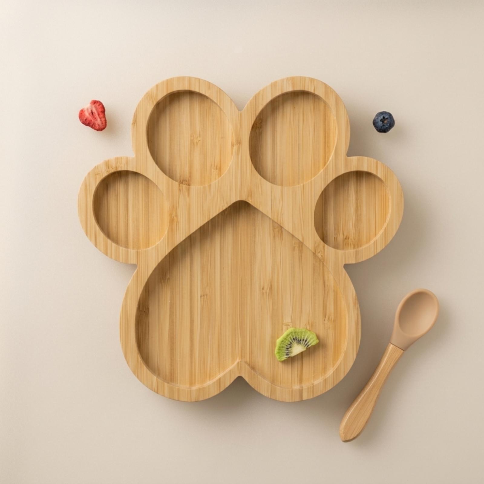 Bamboo Plate with Compartments - Wooden Serving Tray recension och pris