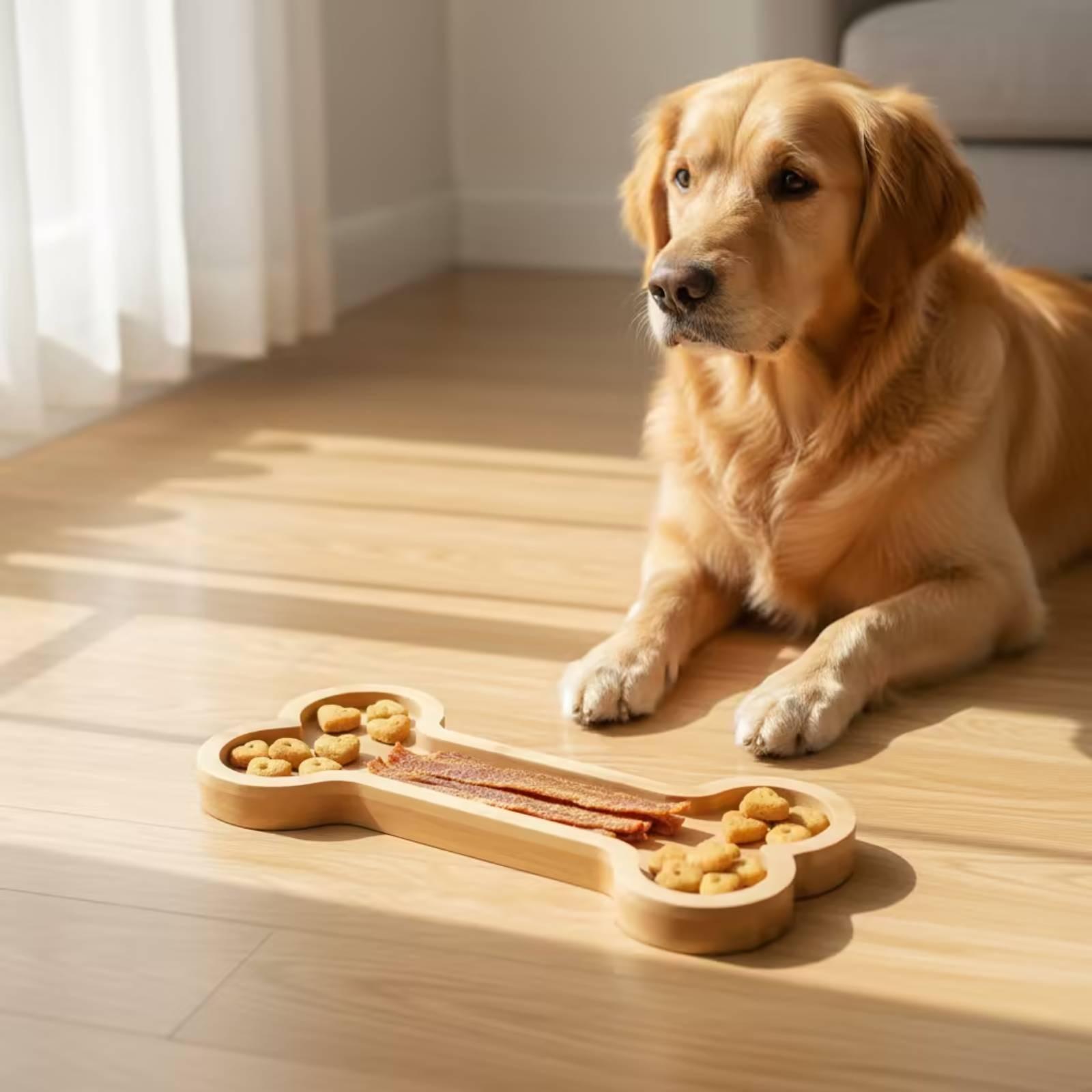 Bamboo Plate with Compartments - Wooden Serving Tray recension och pris